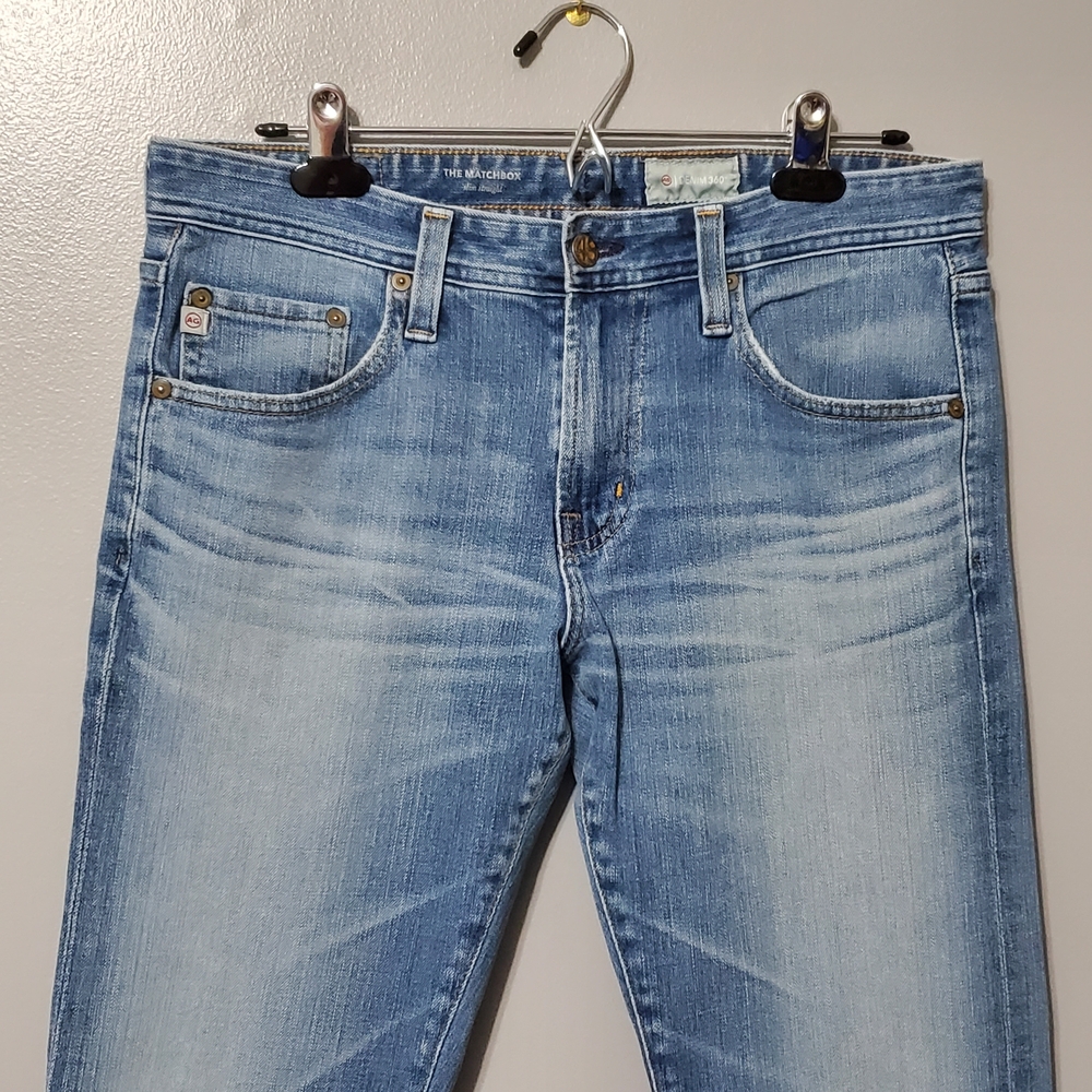 Ag Adriano Goldschmied Matchbox Light Blue Slim Straight Jeans Women's Size 31 - Picture 2 of 9
